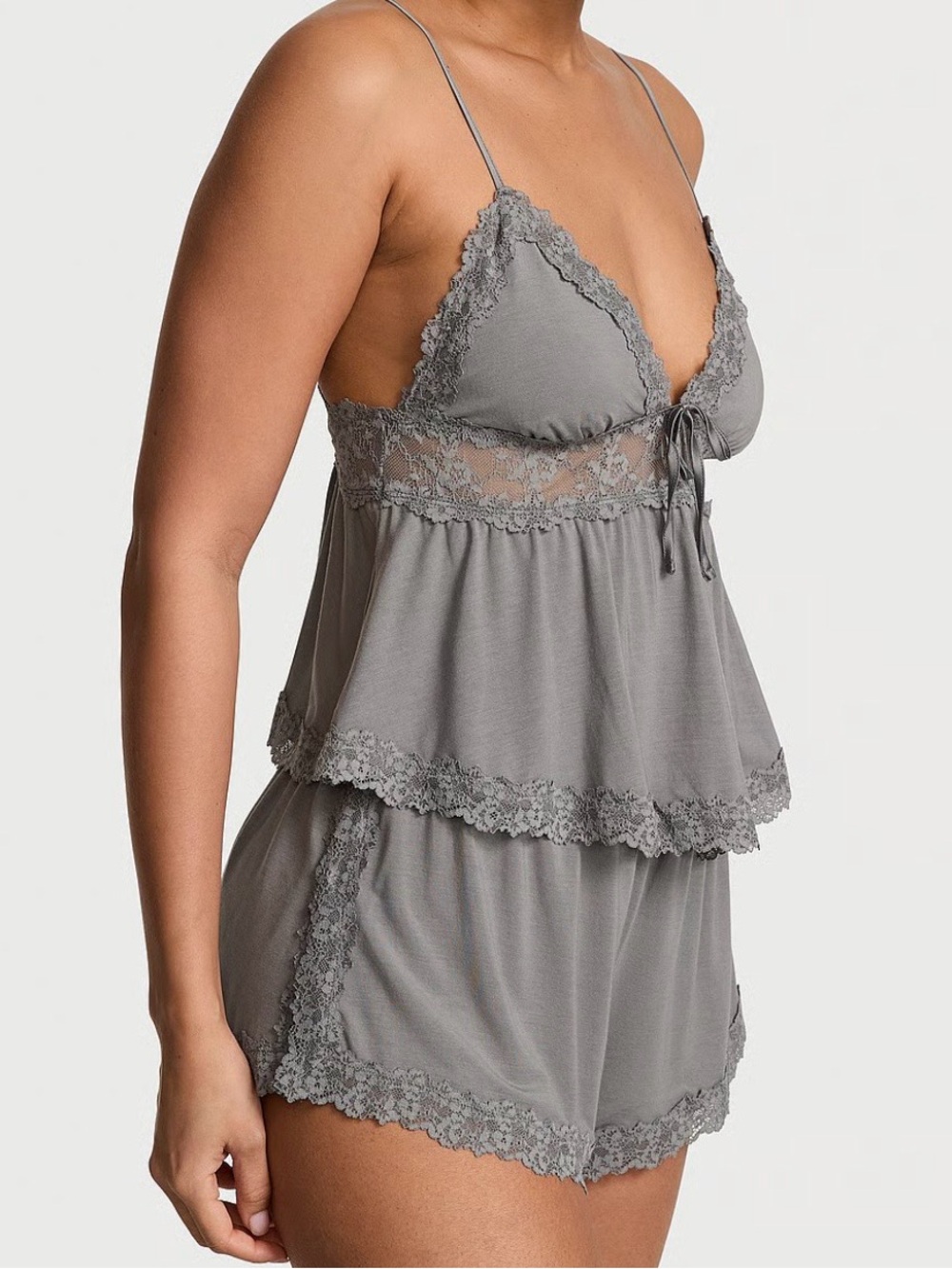 NWT Victoria’s Secret SoSoft Modal Lace-Trim Cami & Shorts Set Size L